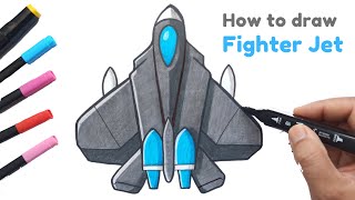 How to draw a Fighter Jet - Fighter Jet Airplane Drawing Tutorial - Aeroplan drawing in Easy Step