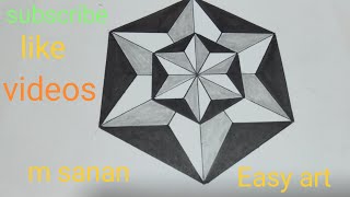 M sanan , | Simple Geometry Pattern in 3D | Hexagon Drawing Tutorial | Easy 3D Geometric Design