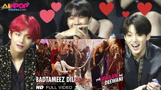 BTS reaction to bollywood song💗Badtameez Dil song💗BTS reaction to Indian songs
