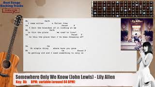 🎸 Somewhere Only We Know (John Lewis) - Lily Allen Guitar Backing Track with chords and lyrics