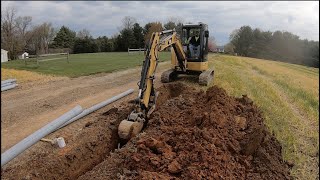 Mini Excavator ( Cat 304 ) Trenching for 5g in Lancaster ,Pa Day 2