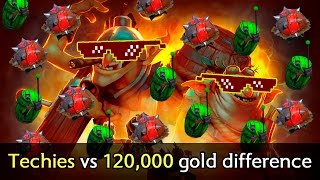 120,000 gold difference vs Techies and Megacreeps — 4 hrs Dota 2