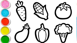 Drawing Vegetables For Kids | How To Draw Vegetables | Vegetables Colouring | Carrot Tomato,Eggplant
