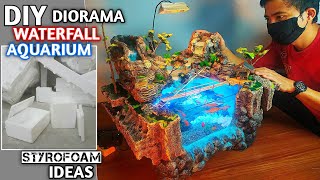 Making Waterfall Aquarium Miniature Cliff Dioramas Using Styrofoam And Cement