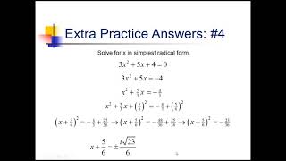 Completing the Square: Problem Set #4