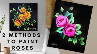 Top 2 Rose Painting Methods - Acrylic Painting Flowers 🌹ASMR