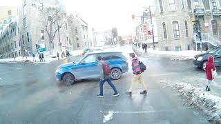 Idiot Mercedes Driver Honking At Pedestrians