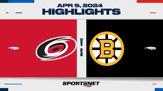 NHL Highlights | Hurricanes vs. Bruins - April 9, 2024
