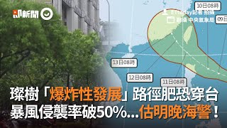 璨樹「爆炸性發展」路徑肥恐穿台 暴風侵襲率破50%...估明晚海警！