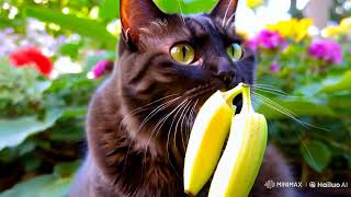 cat eating banana #cat #howtocreateaiphoto #cute #funny #memes#baby #viralvideo#trending#viralshort