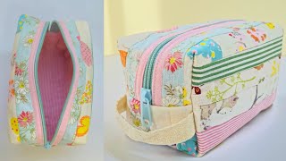 Easy way  to make a Zipper Box Pouch | DIY Box | Patchwork bag