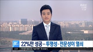 [대전MBC뉴스]22%만 성공..투명성·전문성이 열쇠