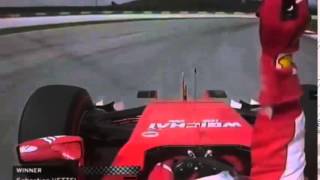 F1 2015 Malaysian GP - Sebastian Vettel screaming on radio after winning Malaysian GP