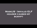 NodeJS : Invalid ELF header caused by bcrypt