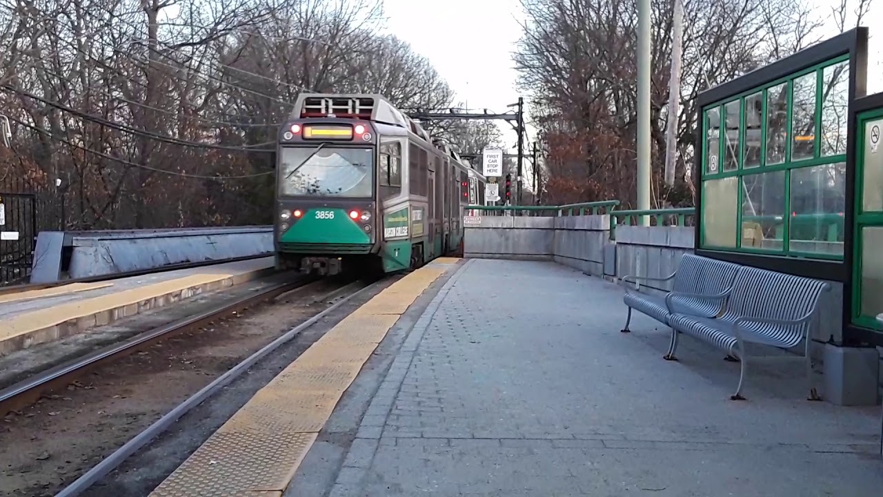 Boston MBTA Green Line Train Departing Riverside Station ( Jan 9, 2020 ...