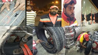 tyre ka puncture lagane ka tarika | gadi ka puncture lagate kaise hain🚗🚘🛻