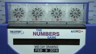 Midday Numbers Game Drawing: Tuesday, February 9, 2016
