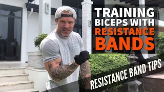 Best Bicep Exercises for Bigger Arms using (RESISTANCE BANDS) James Grage, Undersun Fitness