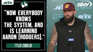 Tyler Conklin on offense restarting with Aaron Rodgers, approaching Brock Bowers draft buzz | SNY