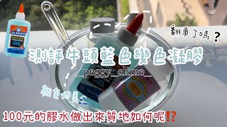 [佩吉.w]測評牛頭膠🐮😅史萊姆做出來質地好玩嗎🤨⁉️💝很紮實😷牛頭藍色變色凝膠🌊顏色好好看🥴💗