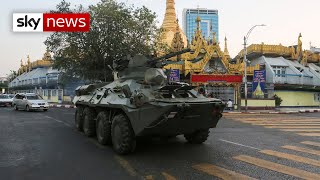 Myanmar protests: Armoured tanks deployed in streets