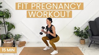 BEST Full Body Pregnancy Dumbbell Workout (15 MIN ALL STANDING) Safe For 1st, 2nd, 3rd Trimester