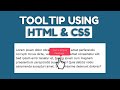 A Simple Tooltip Using HTML and CSS