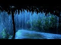 sleep hypnosis to sleep soundly in 3 minutes with heavy rain u0026 loud thunder on palm roof at night