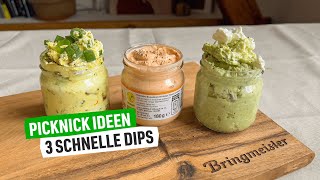 Die absolut leckersten \u0026 schnellsten Dips 🌟 Curry-Dattel, Avocado-Feta \u0026 Parika Frischkäse