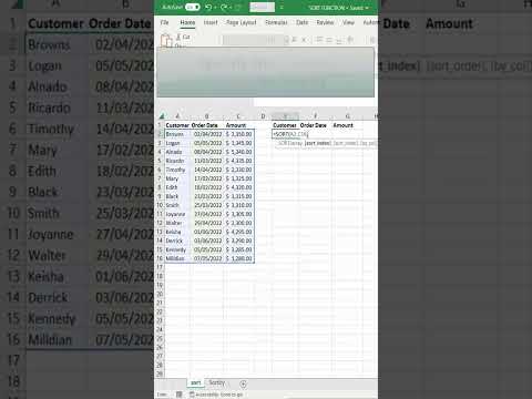 Sorting Data in Excel using SORT Function