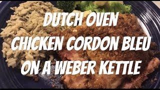 Chicken Cordon Bleu Dutch oven style on a Weber Kettle