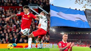 Man Utd fans shouting Argentina and Putting up an Argentina flag with a butcher’s knife for Martinez