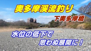 【奥多摩渓流釣り】2022年4月25日下奥多摩橋下流に入渓しました。いつもは当たりの少ない橋下で嬉しい釣果。水位の低下で思わぬ展開に！