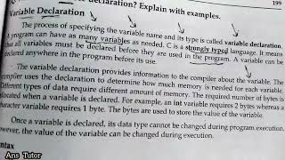 Variable Declaration with Examples - Variable Declaration Syntax | 12th Computer Science | Class 12