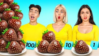 Desafio de 100 Camadas de Comida | Comer 1 VS 100 Camadas de Chocolate por RATATA POWER