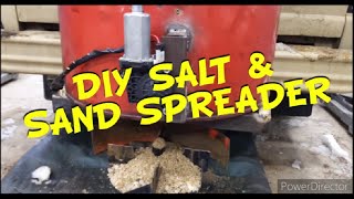 DIY salt and sand spreader, using steel barrel and snowblower parts!