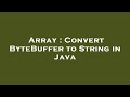Array : Convert ByteBuffer to String in Java