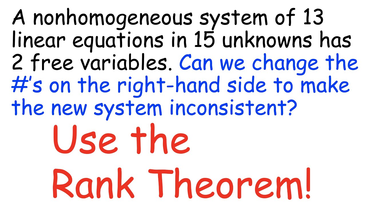 Rank Theorem Examples Discrete Linear Dynamical System Example