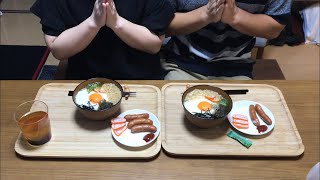 とろろ月見そばを夫婦で手作りして食べる：簡単料理＃60