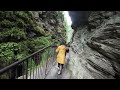 Scary hiking in norway narrow vally and on edge of cliff  voss .. Bordalsgjelet Gorge