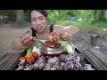 mukbang octopus boiled with chili sauce eating and cooking octopus