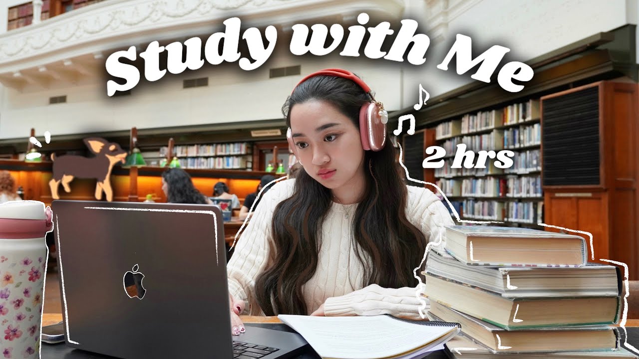 2 HOUR Study With Me At A Beautiful Library 🎧📔 | Pomodoro With Break ...