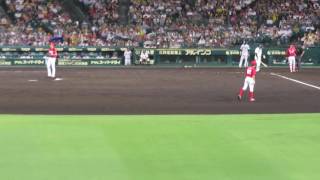 H28.09.14　5回裏　2死3塁　福留を三振に抑えて無得点　広島×阪神　甲子園