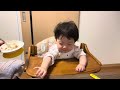 🌈むぎちゃんの朝食タイム♪納豆ご飯をもくもく食べる姿（1y5m20d no.3）