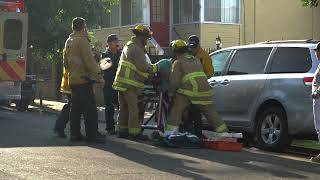 Person On Electric Bike Crashes Into Parked Vehicles