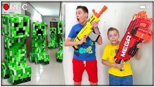 Caught on Security Camera: NERF Minecraft Creepers Invasion & Other New NERF Stories by RM Bros