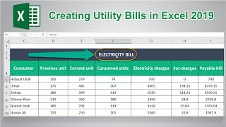 Creating Utility Bill in Microsoft Excel 2019 || How to Create a Utility Bill in Ms Excel