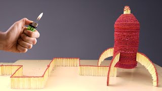 🌋🚀 Making a Space Rocket from Matches - Amazing Chain Reaction Fire Domino Effect
