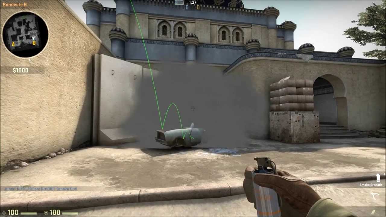 CS:GO Dust 2 Smoke: CT Mid To B Car/Closet - YouTube