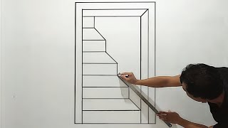 STAIRS WALL PAINT || DOOR 3D WALL PAINTING || EFFECT TANGGA 3D
